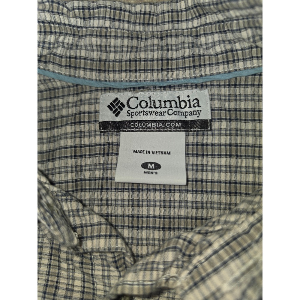 Columbia Mens Plaid Short Sleeve Button Down Shirt‎ Blue White Cotton Size M - Picture 3 of 8